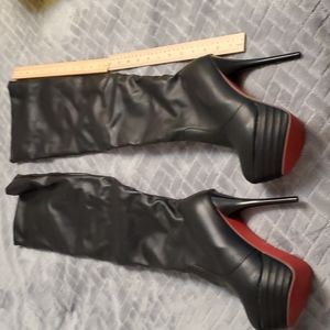 Over the knee pleather stiletto Cos play boots black
